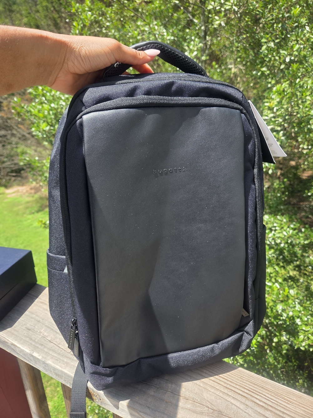 Bugatti Black Men's Backpack with Matte Front Panel